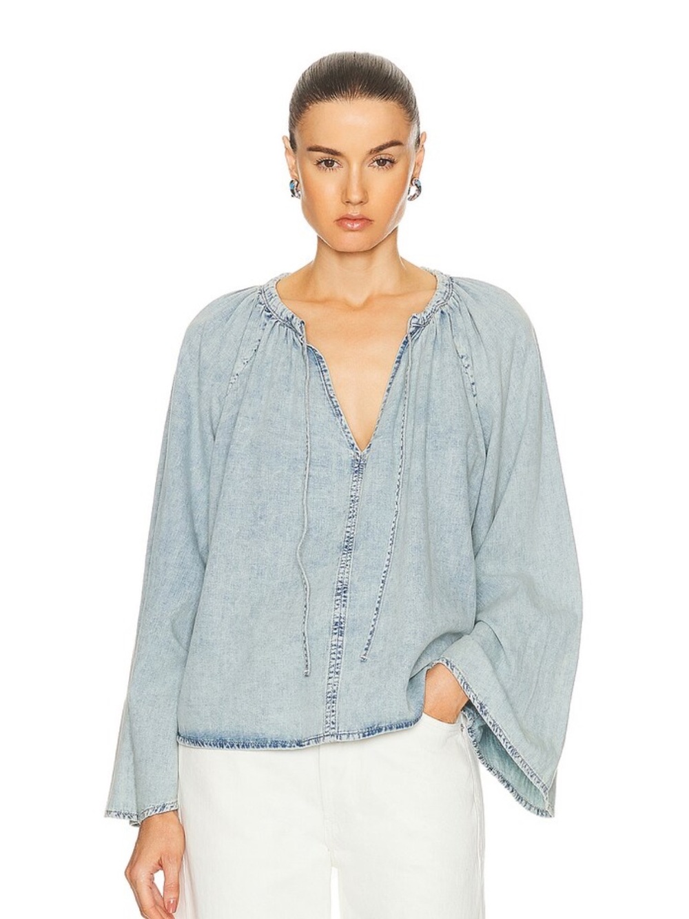 Frame V-Neck Denim Blouse size XS NEW NWT